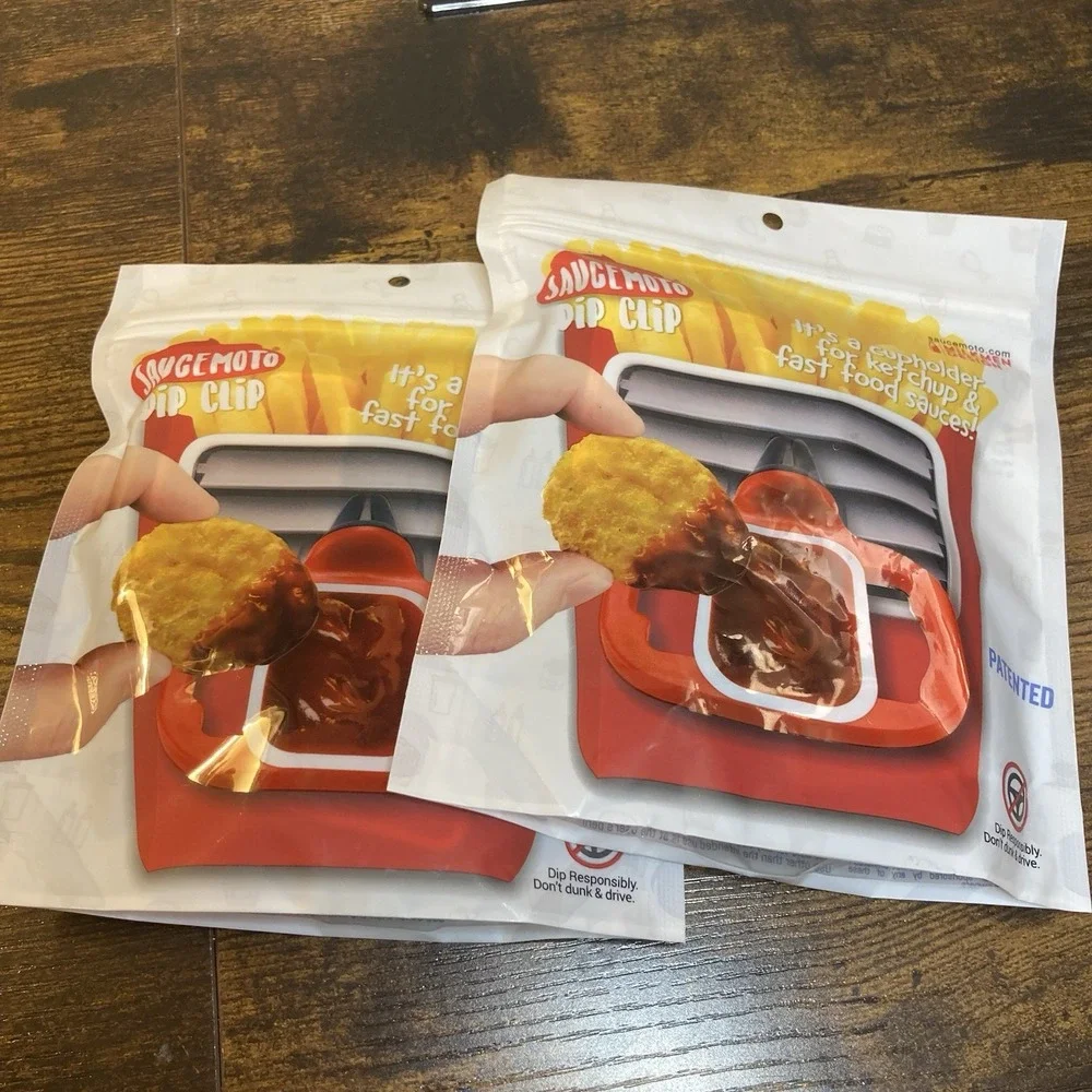 Saucemoto Dip Clip Car Sauce Holder for Dipping Sauces and Ketchup 4-Pack
